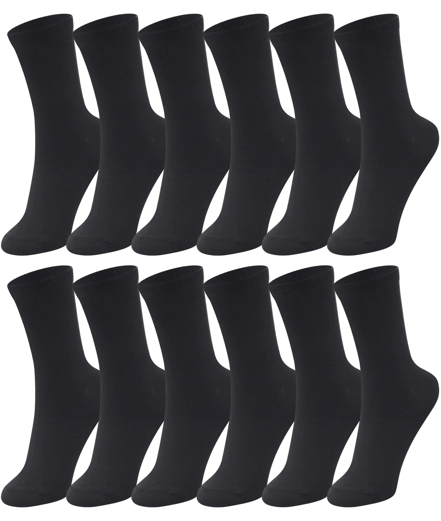 12 Pairs Womens Crew Socks Mid Calf Socks Womens Black Crew Socks Size 5-9 Workout Socks Women Gym Socks Plain Black Socks Crew Lightweight Casual Socks